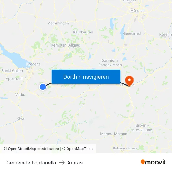 Gemeinde Fontanella to Amras map