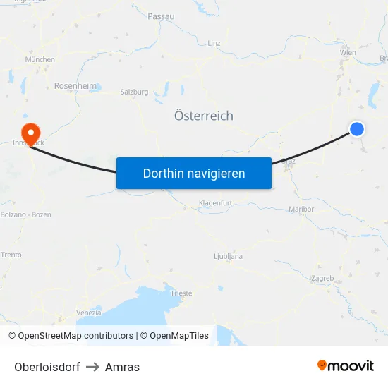 Oberloisdorf to Amras map