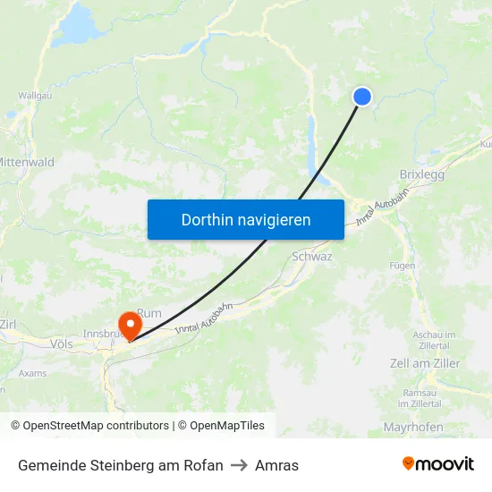 Gemeinde Steinberg am Rofan to Amras map