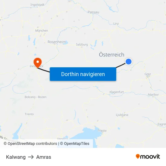 Kalwang to Amras map