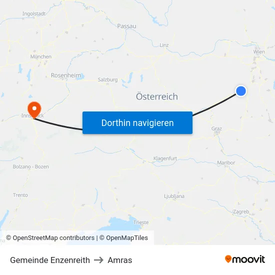 Gemeinde Enzenreith to Amras map