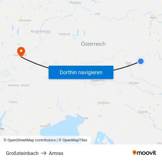 Großsteinbach to Amras map