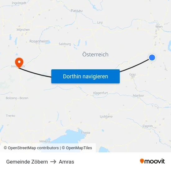 Gemeinde Zöbern to Amras map