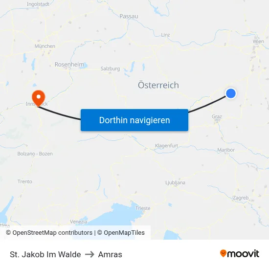 St. Jakob Im Walde to Amras map