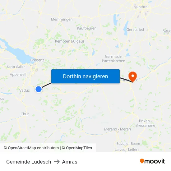 Gemeinde Ludesch to Amras map