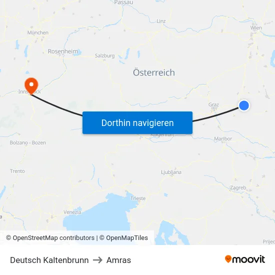 Deutsch Kaltenbrunn to Amras map