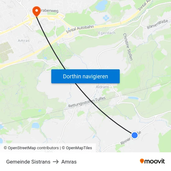 Gemeinde Sistrans to Amras map