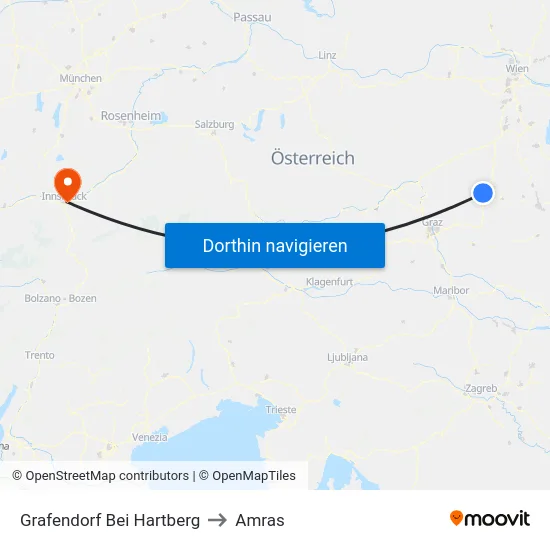 Grafendorf Bei Hartberg to Amras map