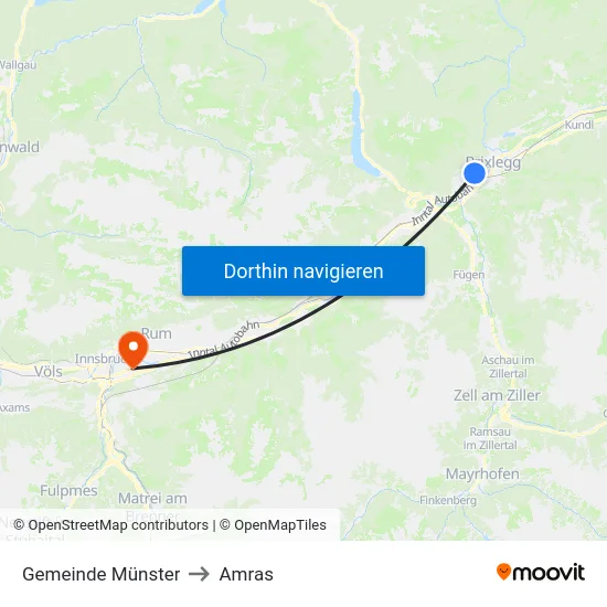 Gemeinde Münster to Amras map