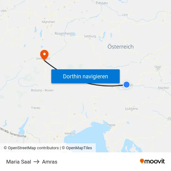 Maria Saal to Amras map