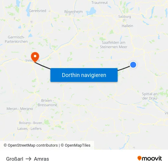 Großarl to Amras map