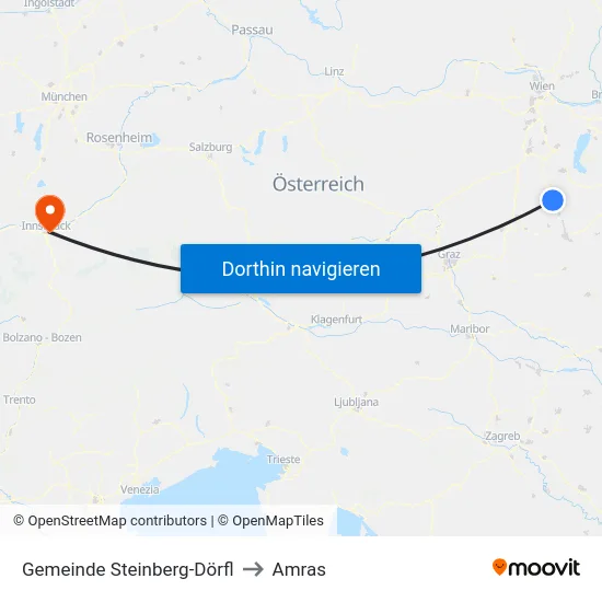 Gemeinde Steinberg-Dörfl to Amras map