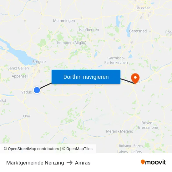 Marktgemeinde Nenzing to Amras map