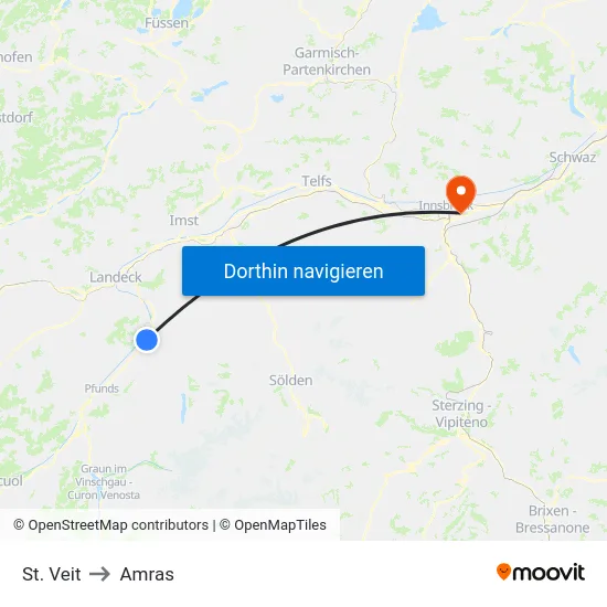 St. Veit to Amras map