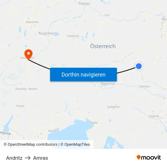 Andritz to Amras map