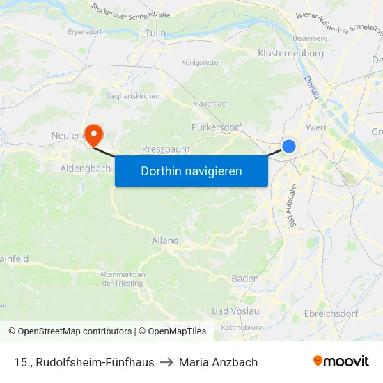 15., Rudolfsheim-Fünfhaus to Maria Anzbach map