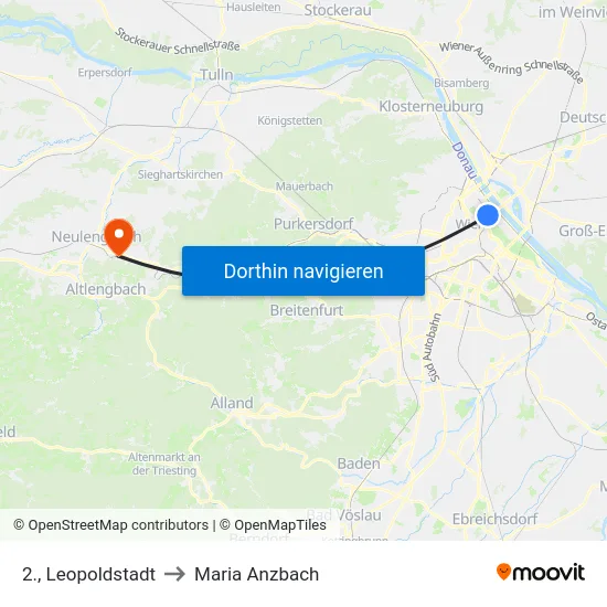 2., Leopoldstadt to Maria Anzbach map