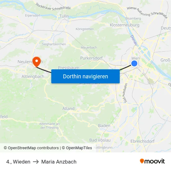 4., Wieden to Maria Anzbach map