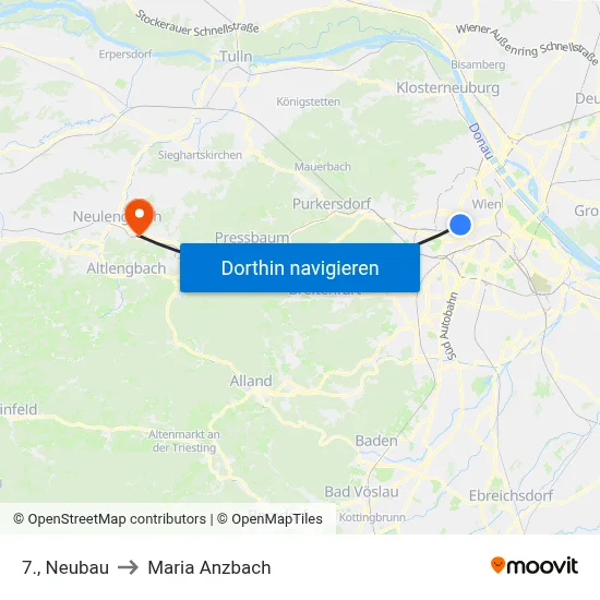 7., Neubau to Maria Anzbach map