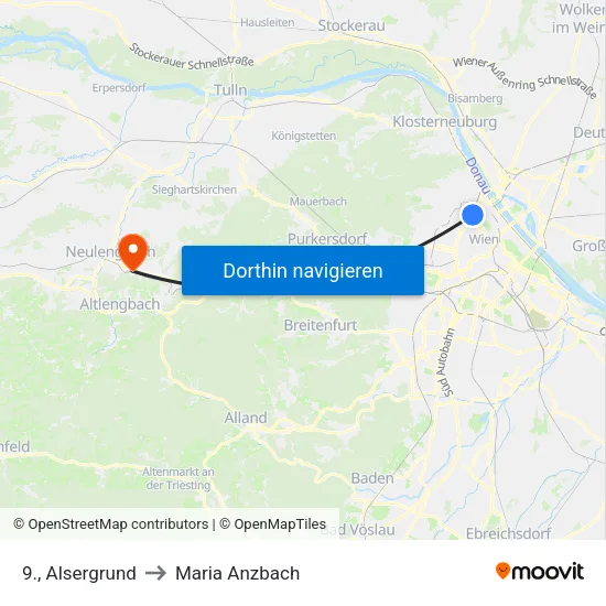 9., Alsergrund to Maria Anzbach map