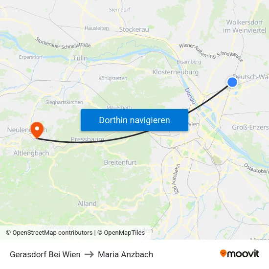 Gerasdorf Bei Wien to Maria Anzbach map