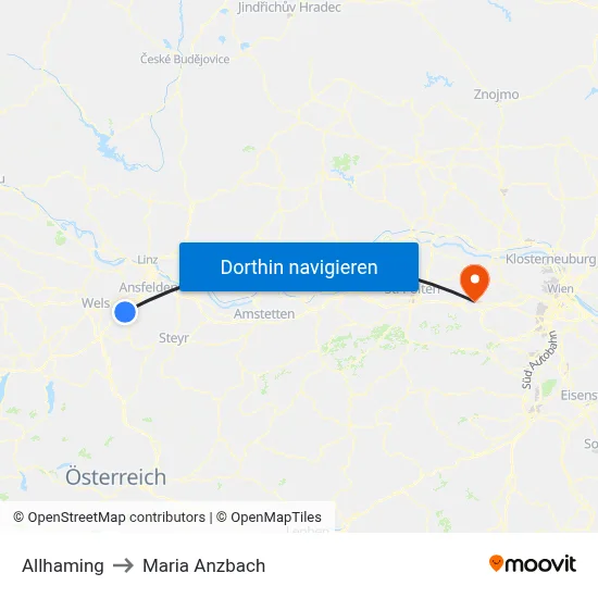 Allhaming to Maria Anzbach map