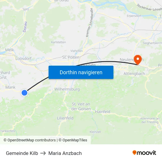 Gemeinde Kilb to Maria Anzbach map