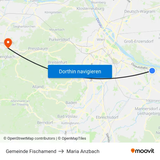 Gemeinde Fischamend to Maria Anzbach map