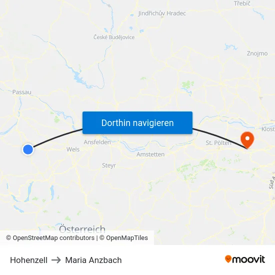 Hohenzell to Maria Anzbach map