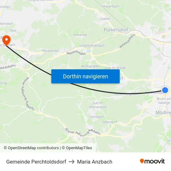 Gemeinde Perchtoldsdorf to Maria Anzbach map