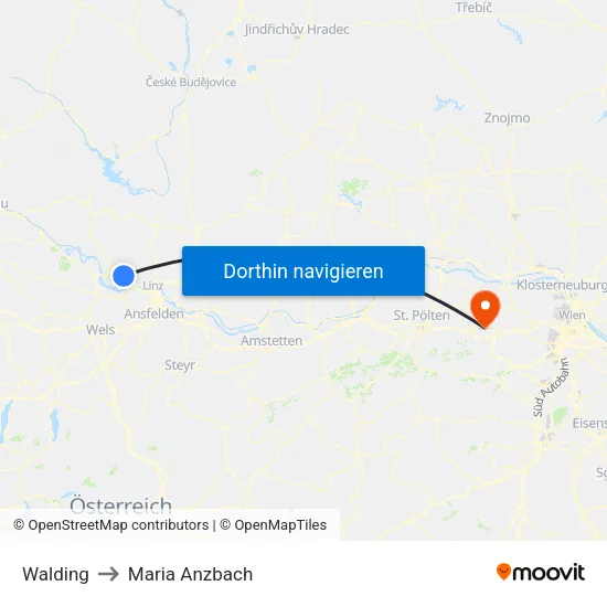 Walding to Maria Anzbach map