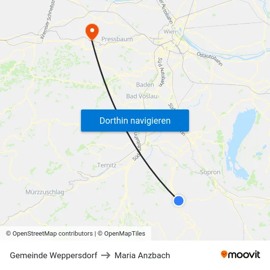 Gemeinde Weppersdorf to Maria Anzbach map