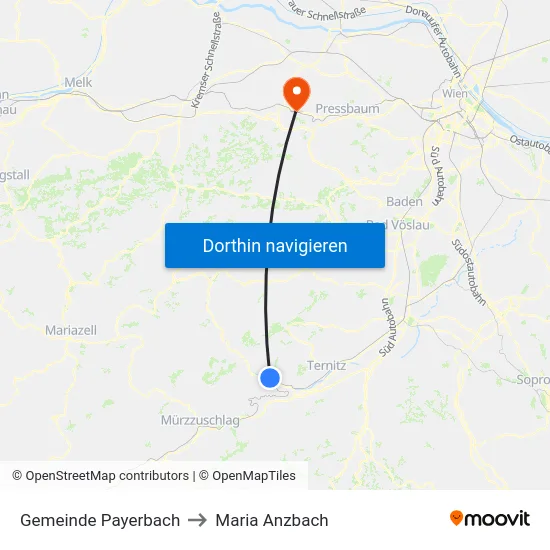 Gemeinde Payerbach to Maria Anzbach map