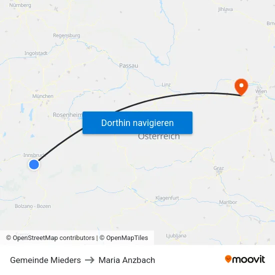 Gemeinde Mieders to Maria Anzbach map
