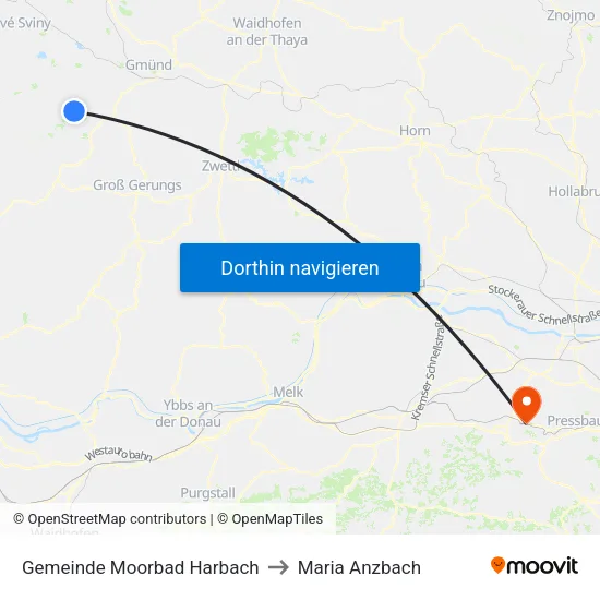 Gemeinde Moorbad Harbach to Maria Anzbach map