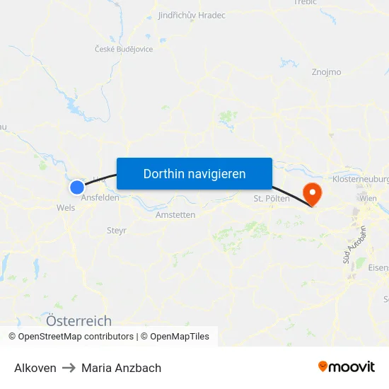 Alkoven to Maria Anzbach map