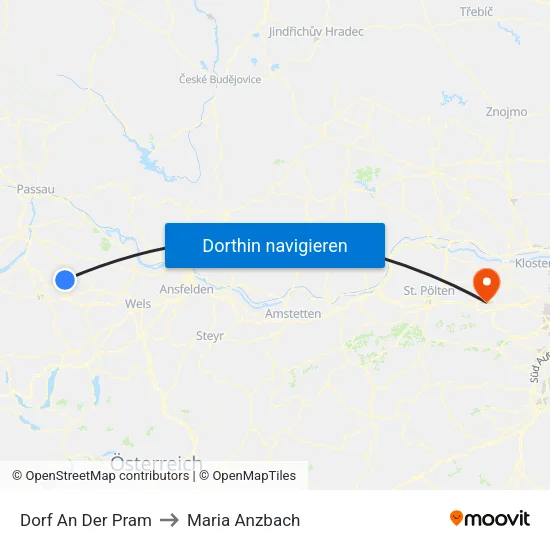 Dorf An Der Pram to Maria Anzbach map