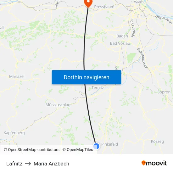 Lafnitz to Maria Anzbach map