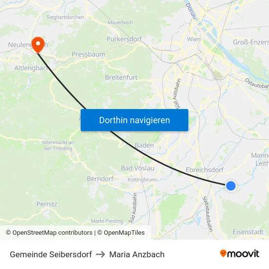 Gemeinde Seibersdorf to Maria Anzbach map
