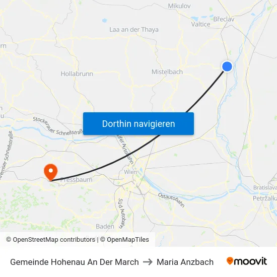 Gemeinde Hohenau An Der March to Maria Anzbach map