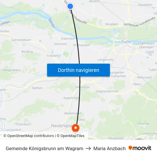 Gemeinde Königsbrunn am Wagram to Maria Anzbach map