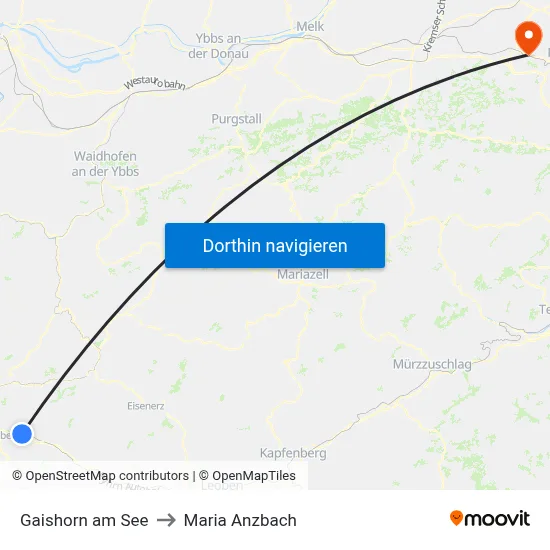 Gaishorn am See to Maria Anzbach map