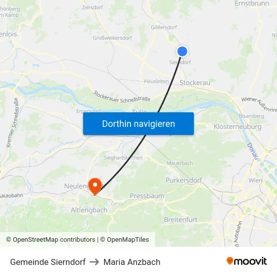 Gemeinde Sierndorf to Maria Anzbach map