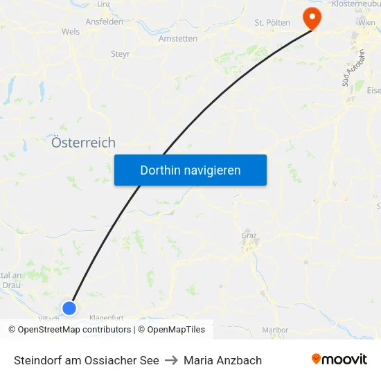 Steindorf am Ossiacher See to Maria Anzbach map