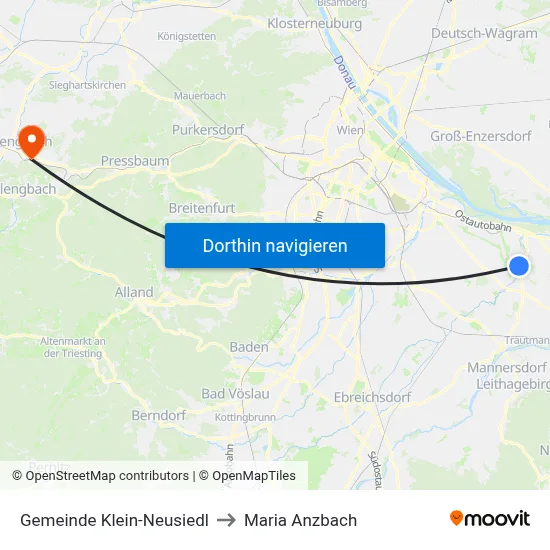 Gemeinde Klein-Neusiedl to Maria Anzbach map
