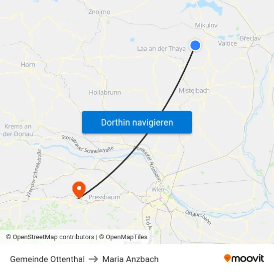 Gemeinde Ottenthal to Maria Anzbach map