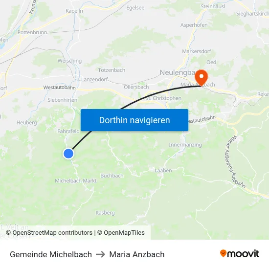 Gemeinde Michelbach to Maria Anzbach map