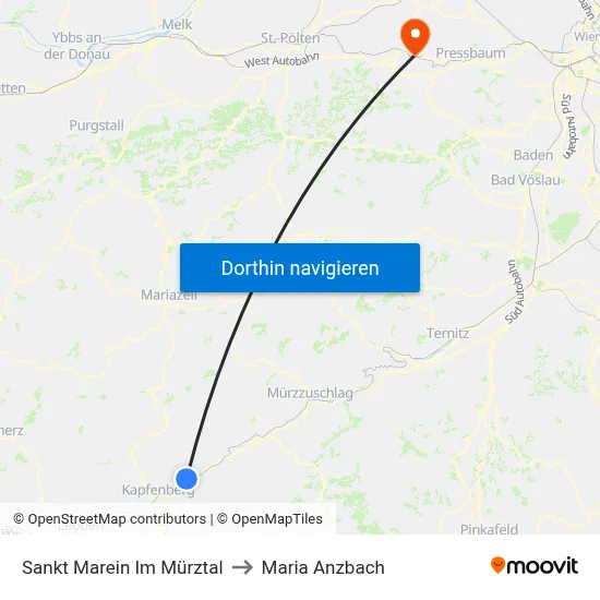 Sankt Marein Im Mürztal to Maria Anzbach map