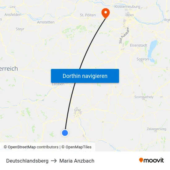 Deutschlandsberg to Maria Anzbach map