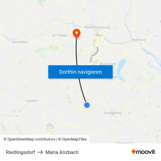 Riedlingsdorf to Maria Anzbach map